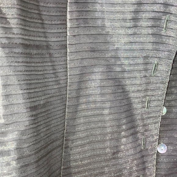 Iridescent, sage, green button-down blouse - Picture 9 of 12